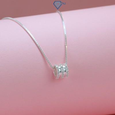Vòng cổ nữ bạc 925 mặt hình trụ đẹp giá rẻ DCN0599 Trang Sức TNJ