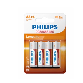 Combo 6 vỉ pin kẽm philips aa r6l4b