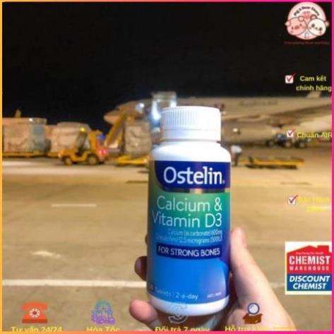 Canxi bầu Vitamin bầu canxi ostelin và D3 có tem Chemist 130 Viên Úc Chính hãng Chuẩn Air