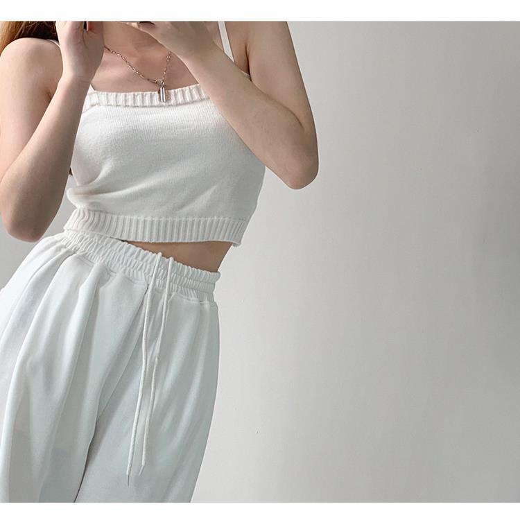 Quần dài ống rộng lưng cao phối dây rút thời trang dành cho nữ