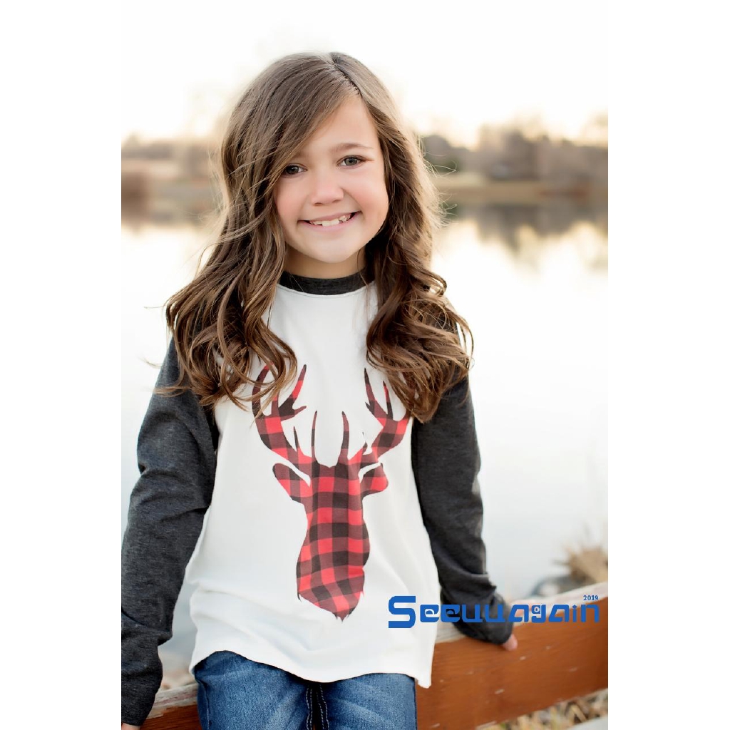 ❥☀✿SEEChristmas Kids Baby Adult Men Women Family deer Cute tops long sleeve O-neck T-shirts Sweater