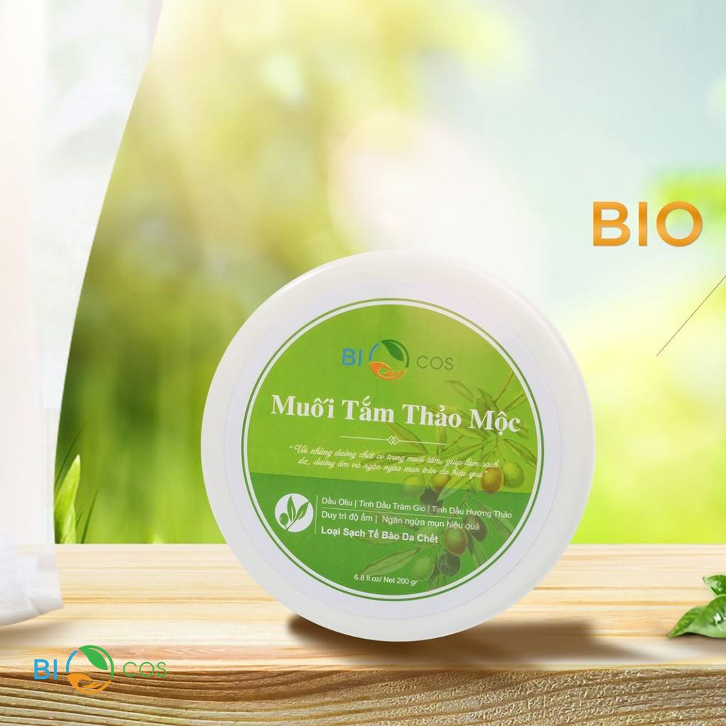 Muối tắm thảo mộc BIOCOS kháng khuẩn, ngừa viêm, tránh cảm, thư giãn và loại sạch tế bào chết 200g