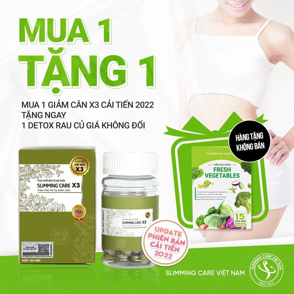 Viên uống thảo mộc giảm cân Slimming Care X3, hỗ trợ giảm cân Chính hãng