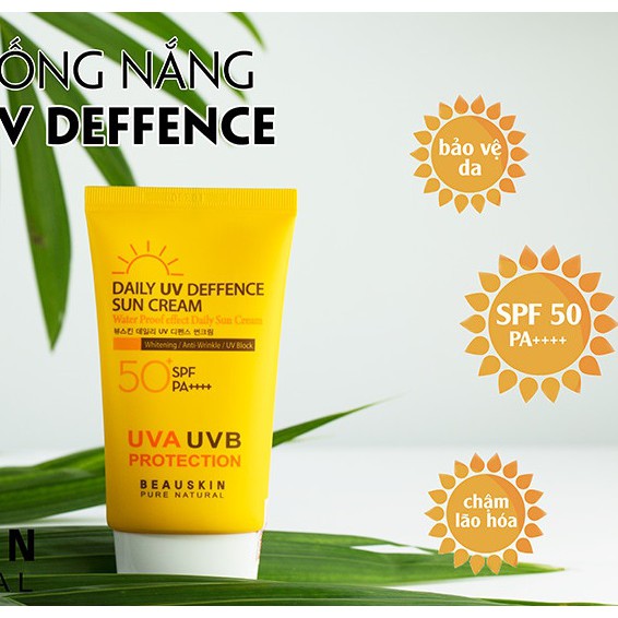 [ Combo 2 Tuýp] Kem Chống Nắng Lâu Trôi Lên Tông, Kiềm Dầu Beauskin Hàn Quốc 50ml/ Tuýp Và Sữa Rửa Mặt Dabo 60ml/ Tuýp