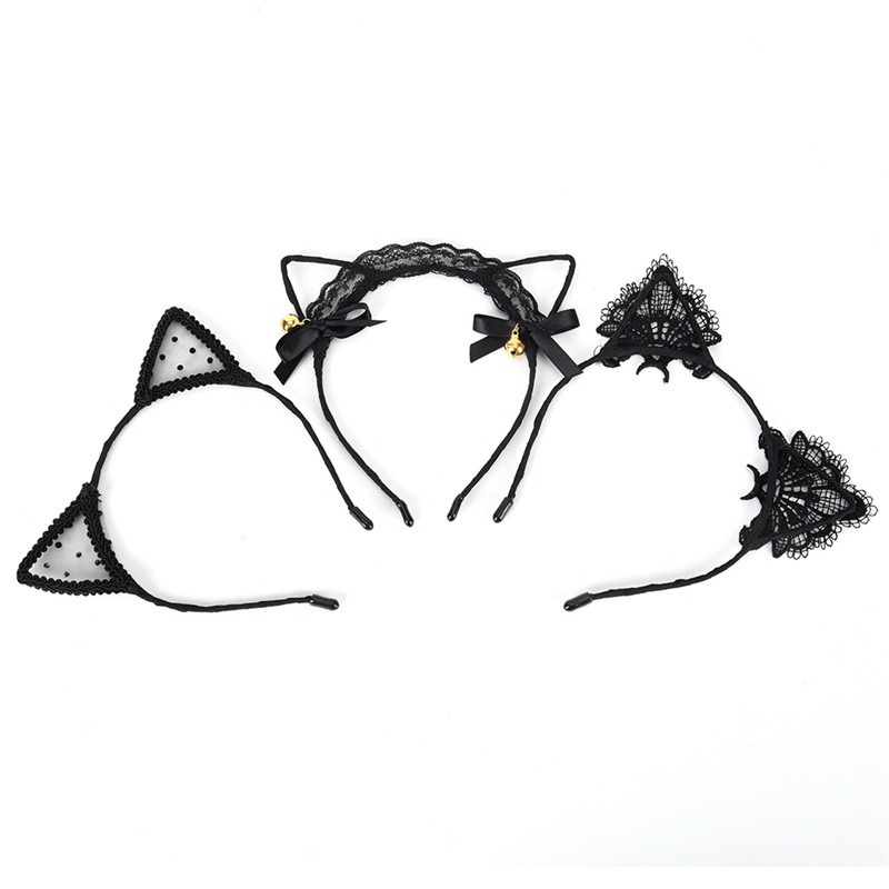 Băng đô tai mèo phối ren xinh xắn cho nữ