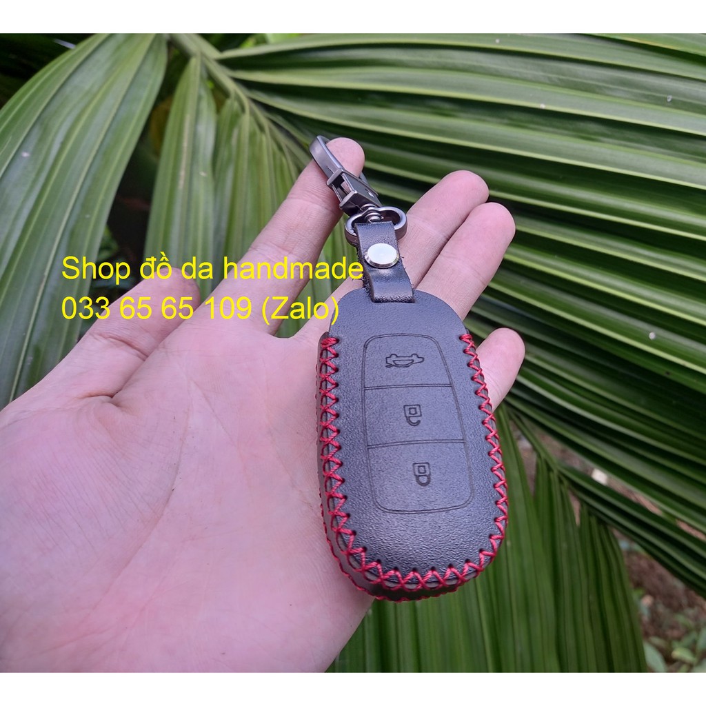 Bao da chìa khoá Hyundai Accent, Kona, Santafe da bò 100%, kèm tặng móc khóa, khắc tên miễn phí