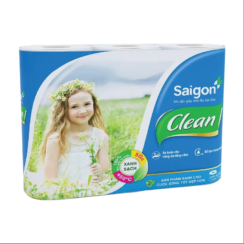 Lốc 6 cuộn giấy vệ sinh 2 lớp  Sài Gòn Clean