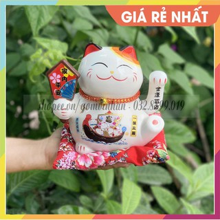 (GIÁ RẺ - SIÊU ĐẸP) Mèo thần tài CAO 16CM cầm láy bài vẫy tay phong thủy giá rẻ nhất