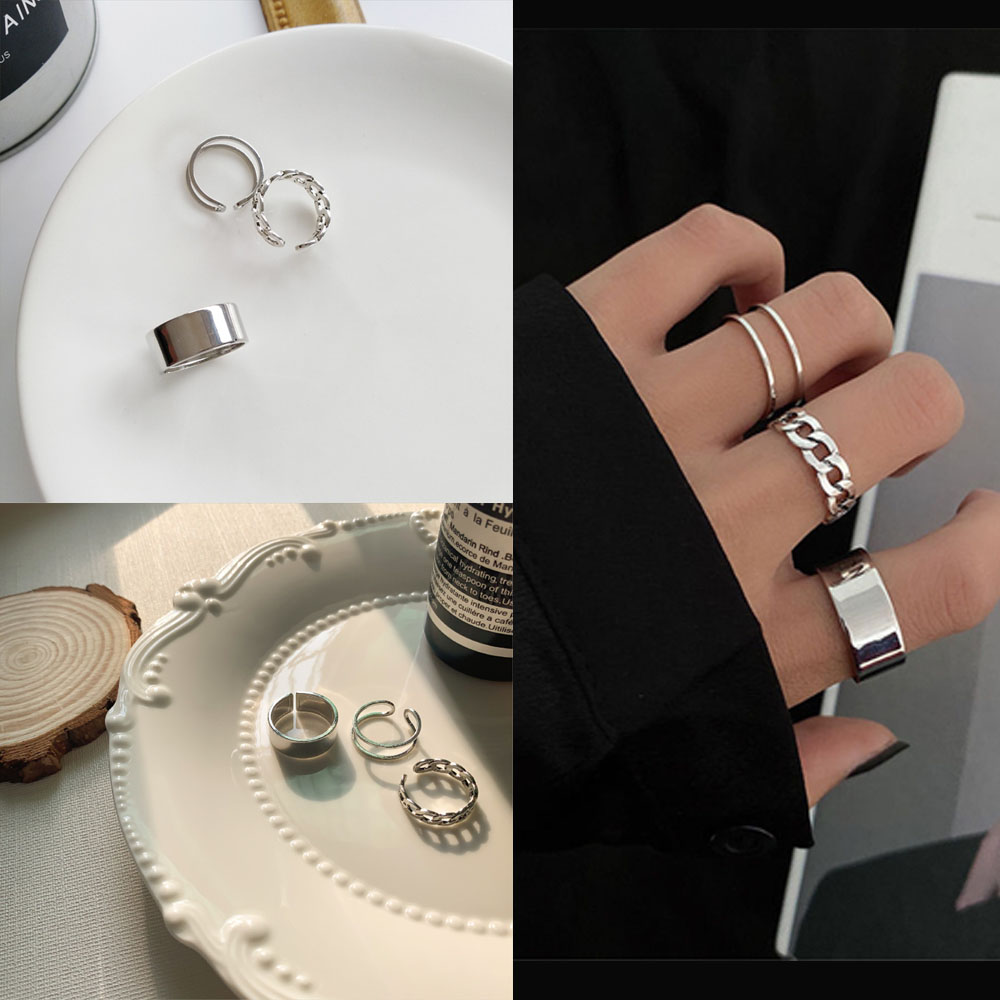 Set nhẫn kim loại phong cách hip hop dành cho cặp đôi