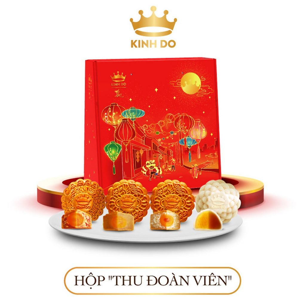 KINH ĐÔ BÁNH TRUNG THU BÁNH NƯỚNG Nhân Ngọt Nhân Mặn 1 Trứng 150g + HỘP BIẾU SANG TRỌNG