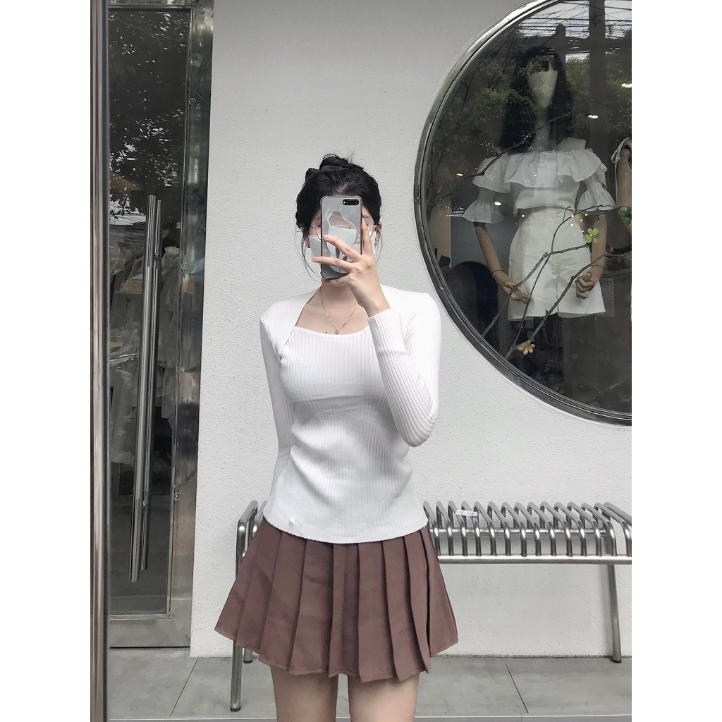 Áo QC Crop Cổ Vuông