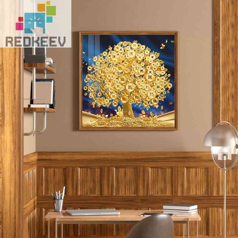 Bộ Tranh Đính Đá 5D Tự Làm Hình Cây Tiền Toàn Diện