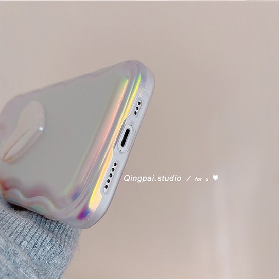 Ốp Điện Thoại Trong Suốt Đệm Khí Chống Rơi In Hình Trái Tim Màu Laser Cho iphone 13 pro 12 12 pro max 13 pro