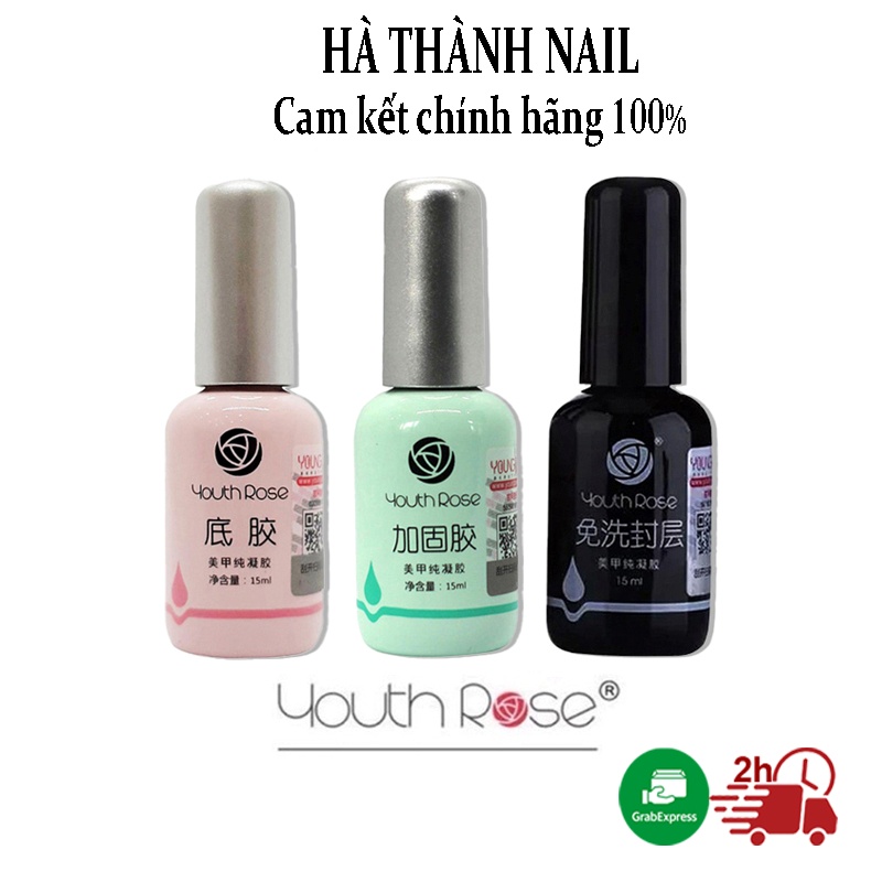 Base top Hoa Hồng chính hãng Youth Rose, base top cứng móng chổi trắng loại 1, 15ml