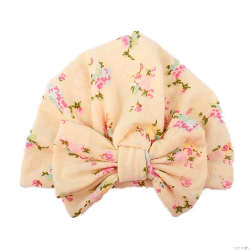 Nón trùm thắt nơ in hoa đáng yêu cho bé gái