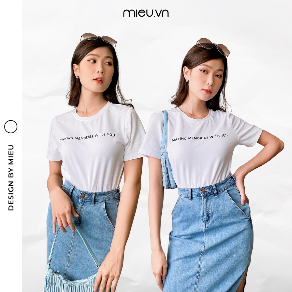 Áo thun nữ in chữ form rộng vừa chất 100% cotton MIEU - HA31