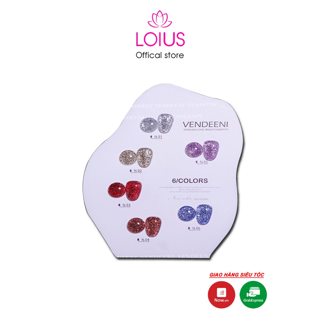 Set 6 màu nhũ vẽ đa năng phát sáng Painted Vendeni tặng kèm bảng màu