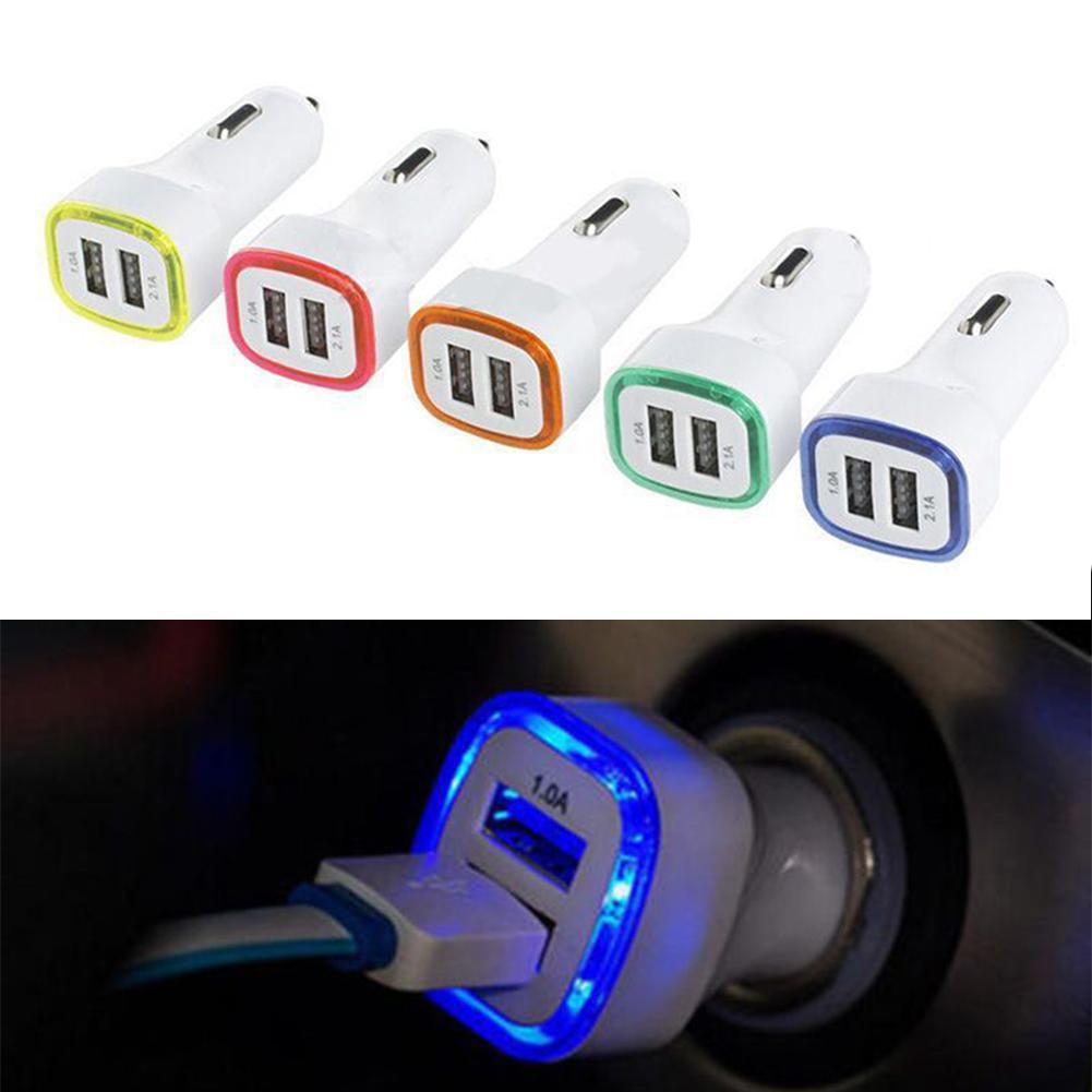 Đầu Sạc Usb Kép Có Đèn Led Cho Điện Thoại Di Động