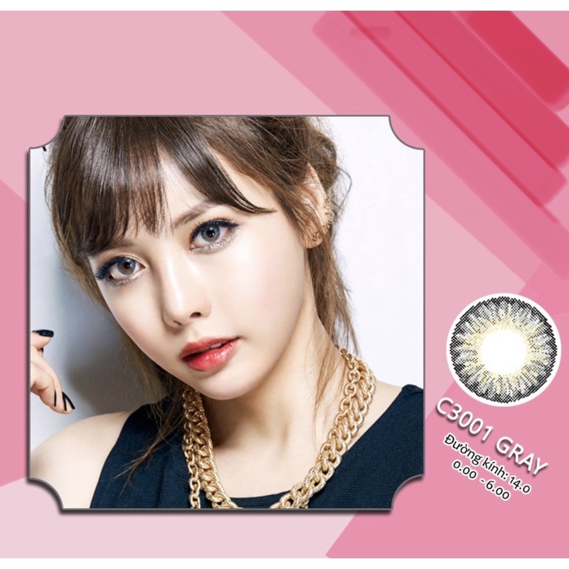 giá 1cặp lens xám xanh có LỆCH ĐỘ sẵn 0-8 độ kính áp tròng cận xám tây chính hãng hàn quốc c3001 gray