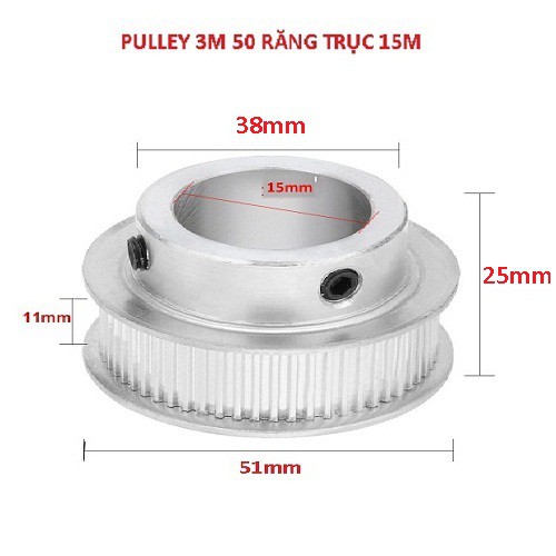 Puly Căng Đai 3M 50 Răng Bản Rộng Đai 11mm