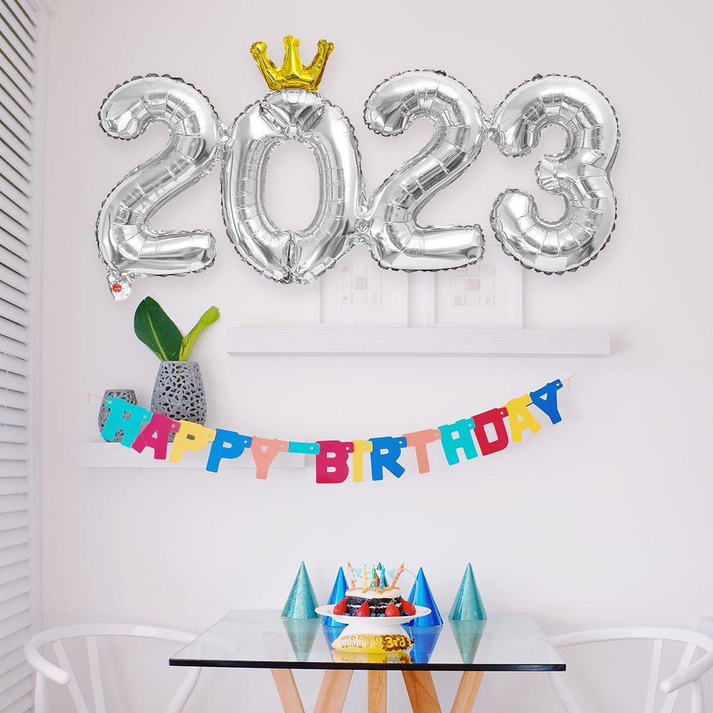 Set 10 Bong Bóng Hình Số 16 Inches 2023 Trang Trí Tiệc Mừng Năm Mới