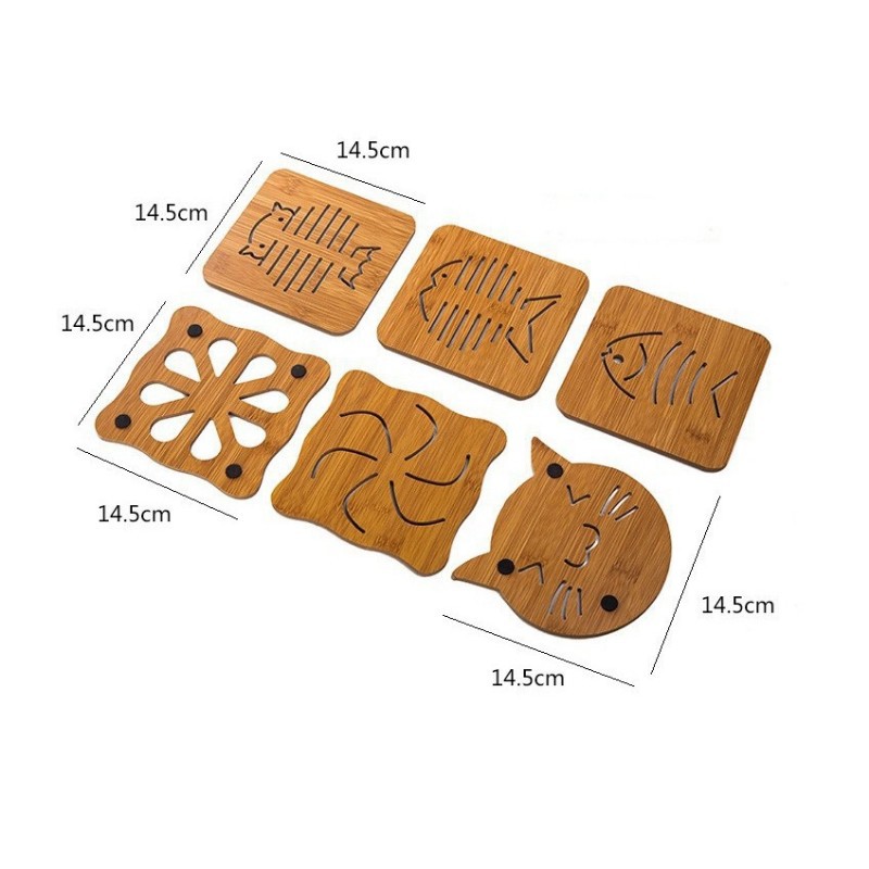 Miếng lót nồi, đế lót cốc bằng gỗ cách nhiệt tốt - Hình dáng ngộ nghĩnh, đồ nhà bếp đã năng, tiện dụng | BigBuy360 - bigbuy360.vn