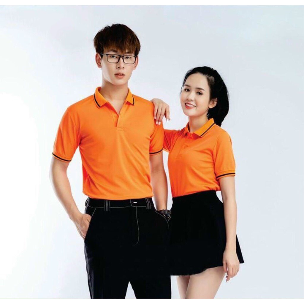 Áo Thun Polo Nam Nữ Có Cổ Vải Cá Sấu Mè Có Viền Phong Cách Hàn Quốc Năng Động Nhiều Màu