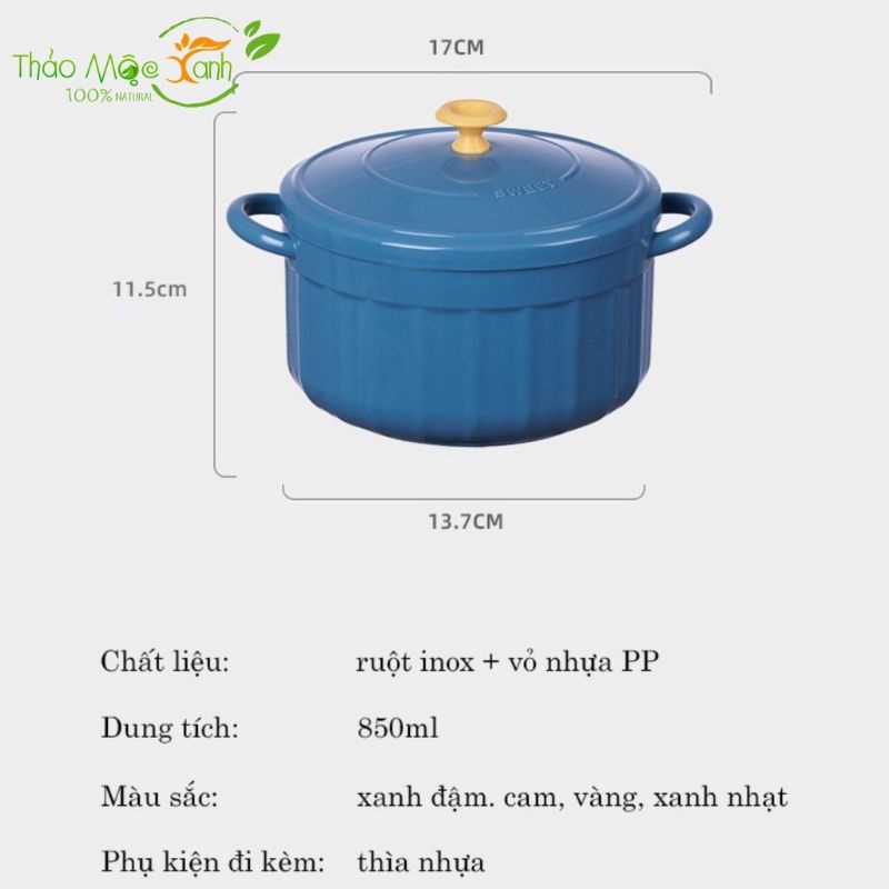 Bát Úp Mì Inox 2 Lớp Cách Nhiệt Có Nắp Đậy