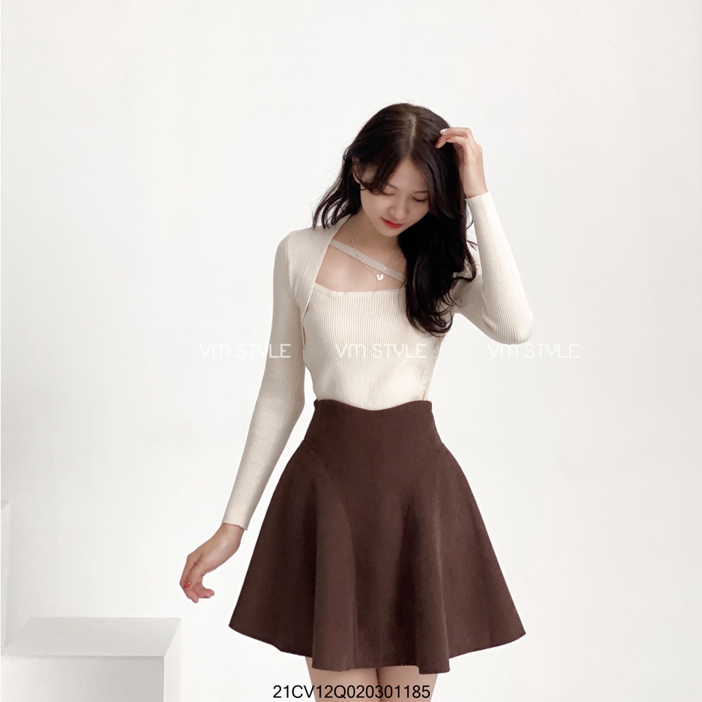 Chân váy ngắn nữ VMSTYLE xếp ly cạp cao dáng xòe nữ tính 6329 - CVN00030