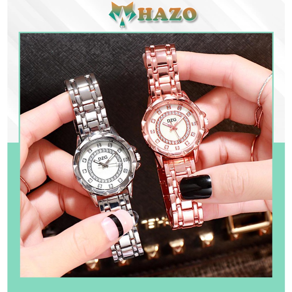 [Cực Đẹp] Đồng Hồ Nữ Dây Kim Loại Dzg Quartz  Mặt Bông Hoa Cực Sang Chảnh - Hazo