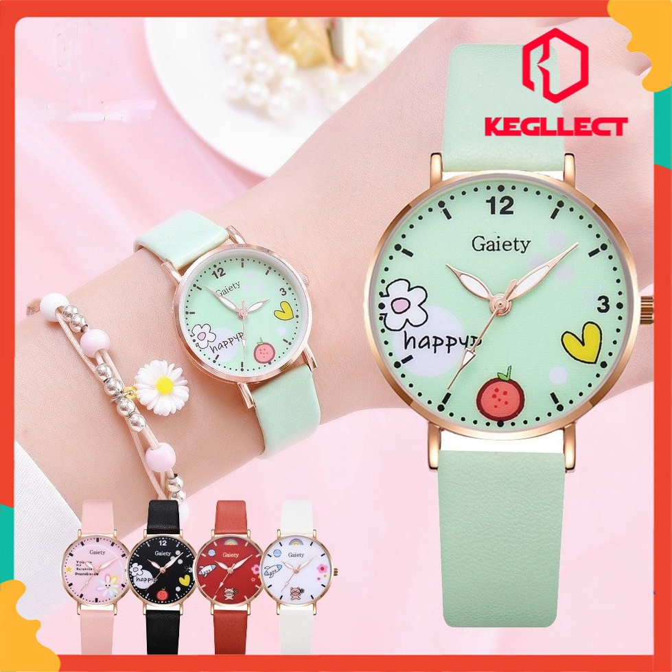 Đồng Hồ Đeo Tay Kegllect Phong Cách Hàn Quốc Dễ Thương Dành Cho Nữ
