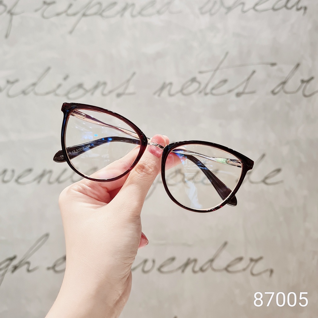 Gọng kính nữ LILYEYEWEAR mắt mèo tròn kim loại phụ kiện thời trang 87005