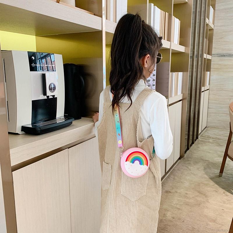 Túi đeo chéo họa tiết cầu vồng dễ thương thời trang sành điệu cho bé gái