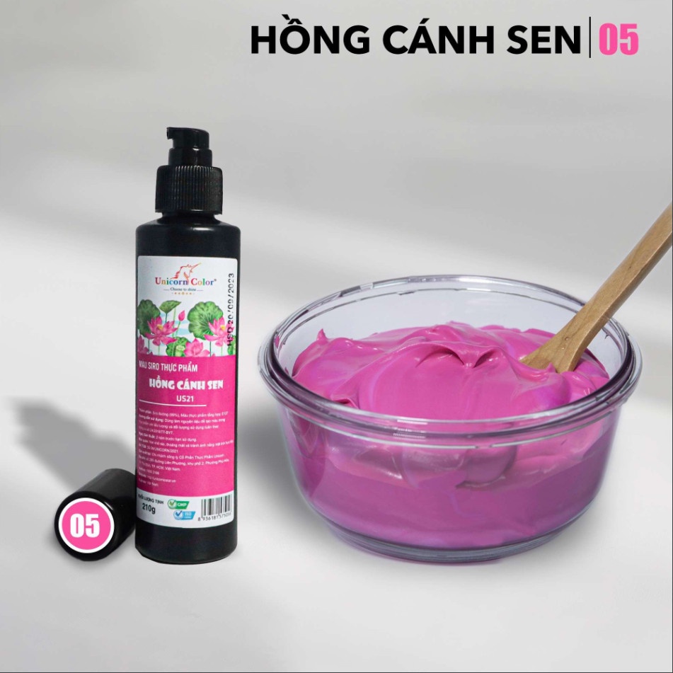 Màu thực phẩm 210g - Hồng cánh sen MS05 (Syrup color Lotus Pink) - Unicorn color