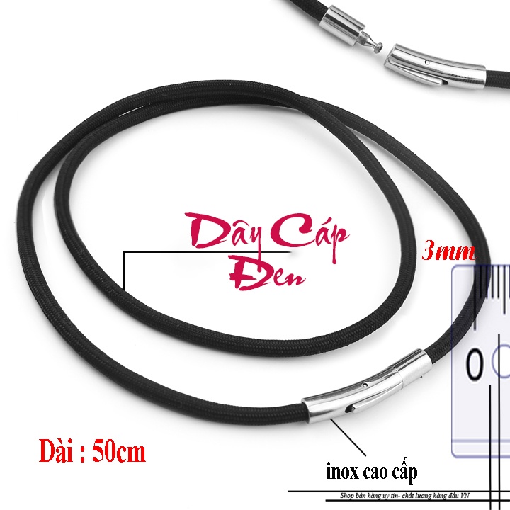 Dây chuyền kiểu dây cáp 3mm màu đen khóa vip màu trắng siêu đẹp, bền màu, đem lại đẳng cấp, phong độ cho người đeo