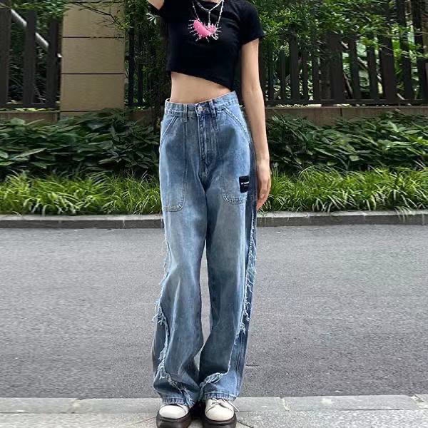 Quần Jeans Nữ Cạp Cao Ống Rộng Thời Trang Mùa Hè Mới