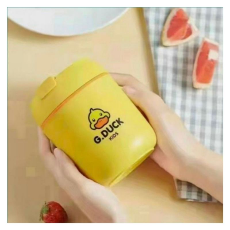 Bình ủ cháo,ca ủ cháo vịt vàng cho bé có quai cầm ruột inox304 cao cấp,dung tích500ml,hàng chính hãng