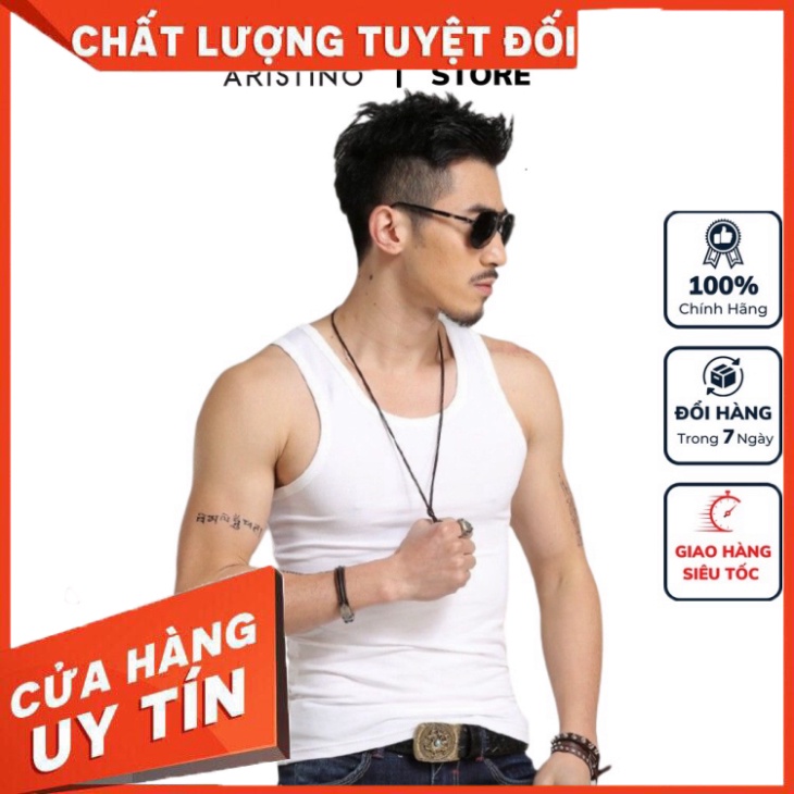 Áo Ba Lỗ Nam Cao Cấp Aristino Thun 3 Lỗ Lót Trong Sơ Mi Màu Trắng Trơn Đơn Giản Dáng Classic Chất Cotton Mềm Mịn AC21 -