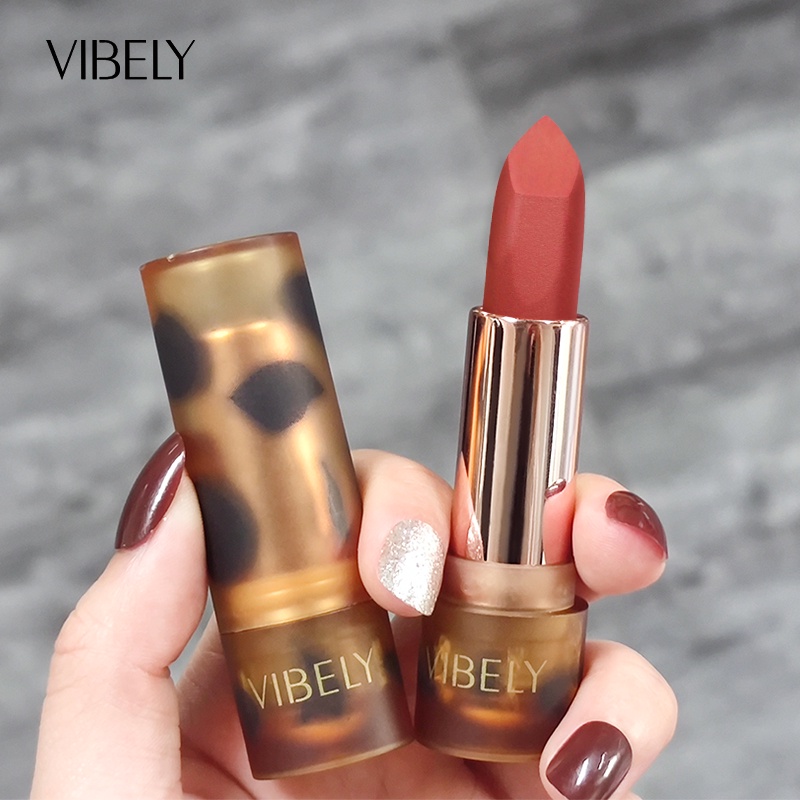 [Hàng mới về] Son lì Vibely thiết kế màu hổ phách thời trang không phai màu không dính thành cốc