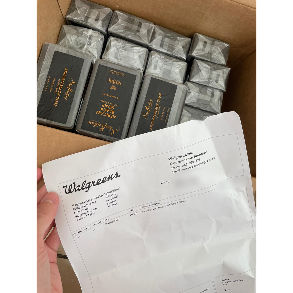 Xà bông đen African black soap shea butter làm giảm mụn, sáng da