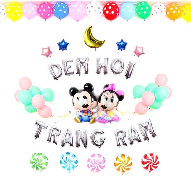 Set Bong Bóng trang trí tiệc Quốc tế phụ nữ 8/3 và 20/10 đẹp đủ đồ dễ làm tặng kèm Bơm Băng Dính Đủ Đồ Phụ Kiện