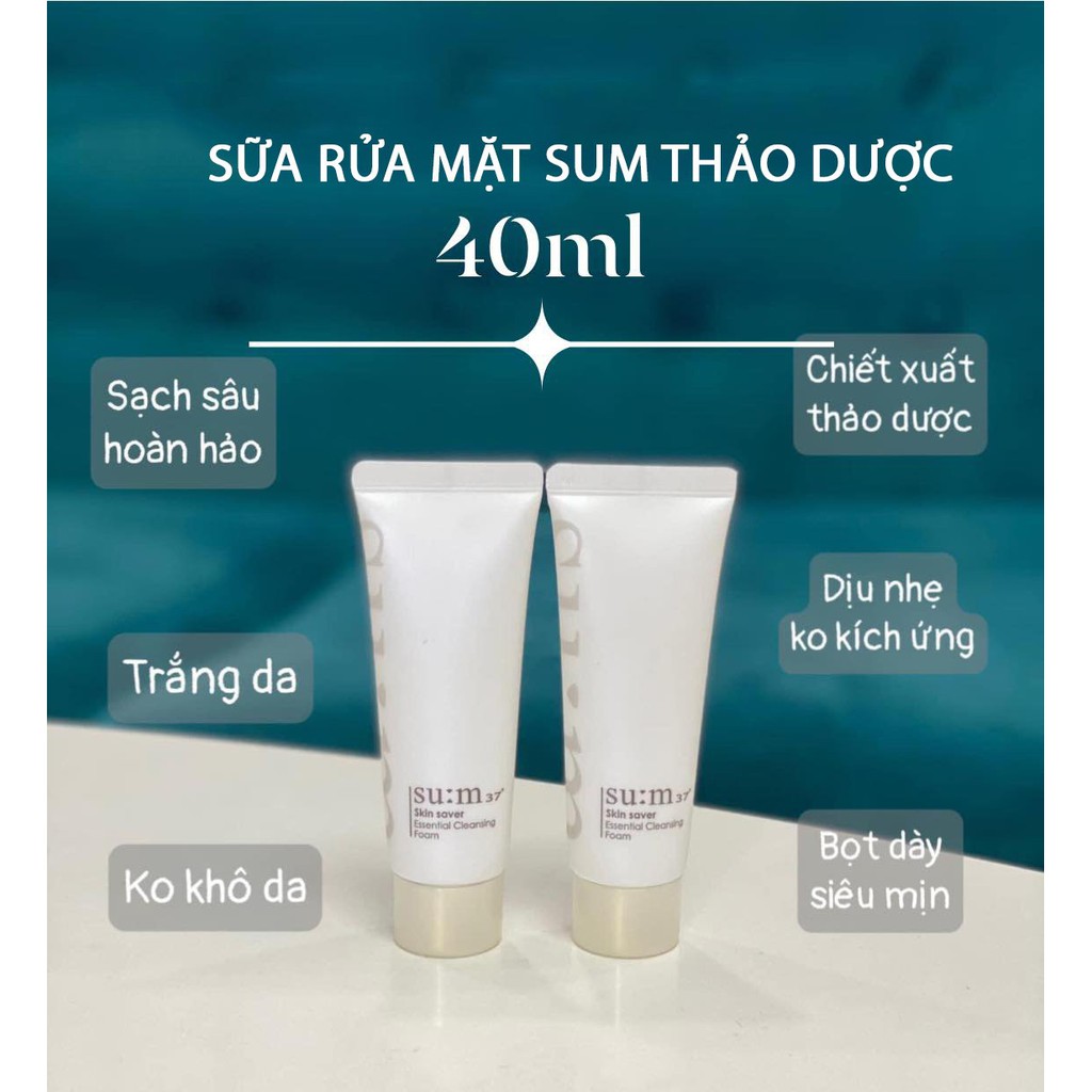 [COMBO KHUYẾN MẠI] Sửa rửa mặt Sum Skin Saver thảo dược 40ml Tặng 5 gói kem lão hóa Sum đỏ | BigBuy360 - bigbuy360.vn