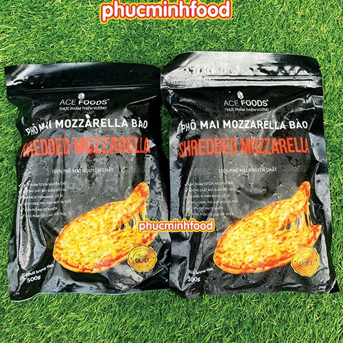 Phô Mai Mozzarella Bào Sợi Bịch Đen Loại 1 gói 500gram dùng làm pizza, lẩu tokbokki...