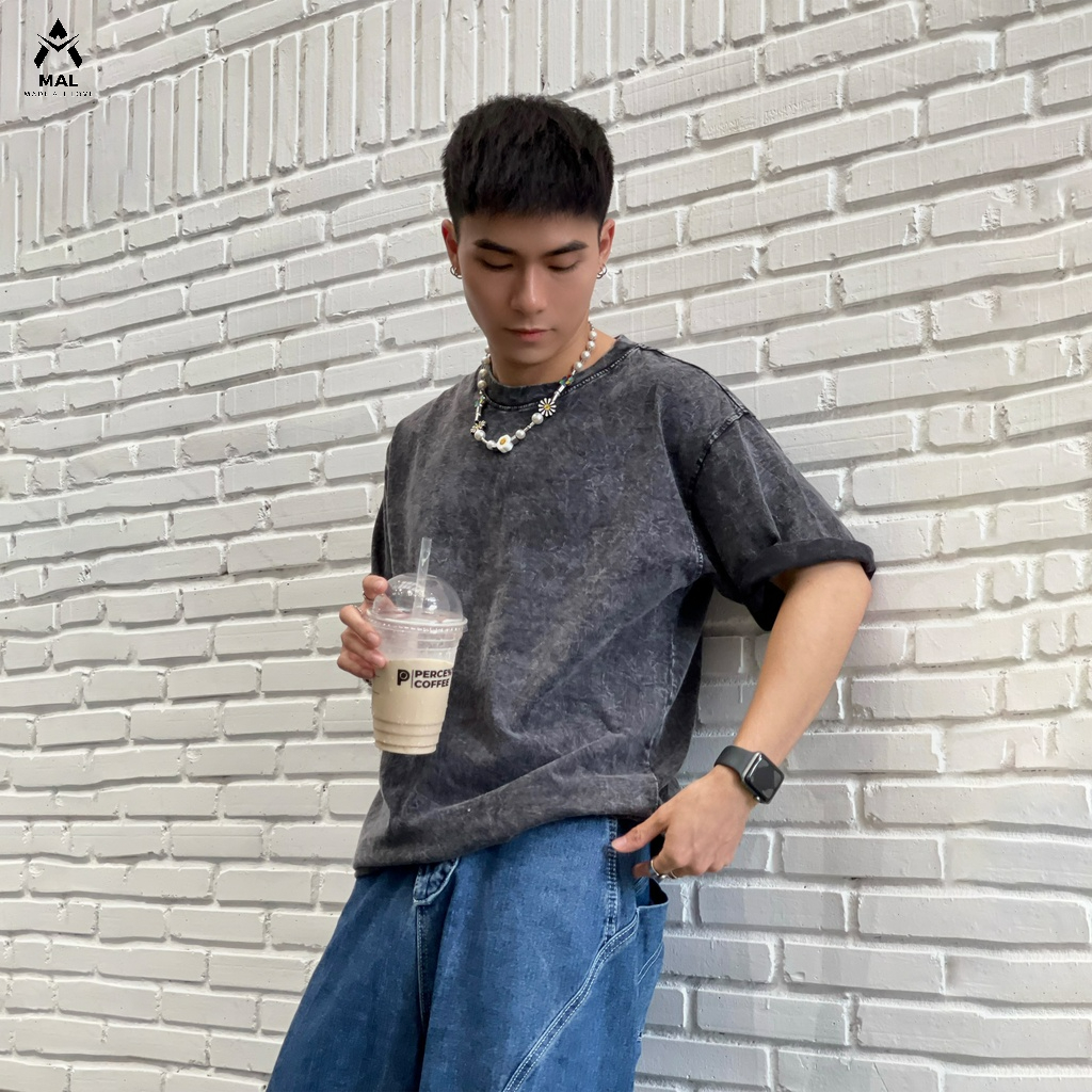 Áo Thun Loang Xám WASH TEE Tay Lỡ Form Rộng -MAL STORE- MALUNI016