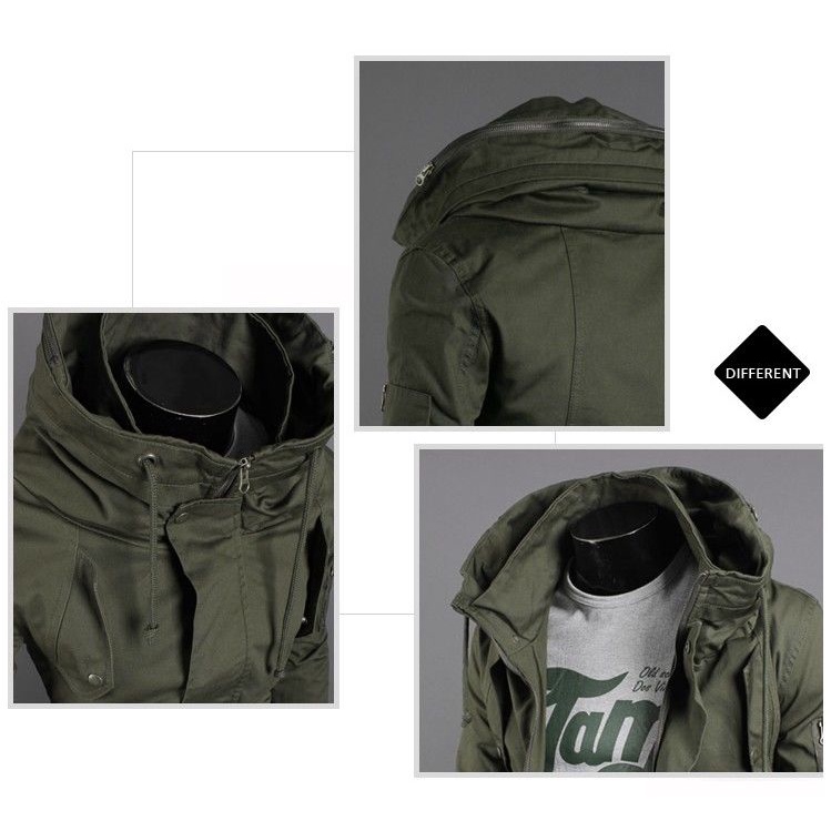 Áo Khoác Hoodie Chống Gió/Chống Thấm Nước Chất Lượng Cao Phong Cách Quân Đội Thời Trang Cho Nam