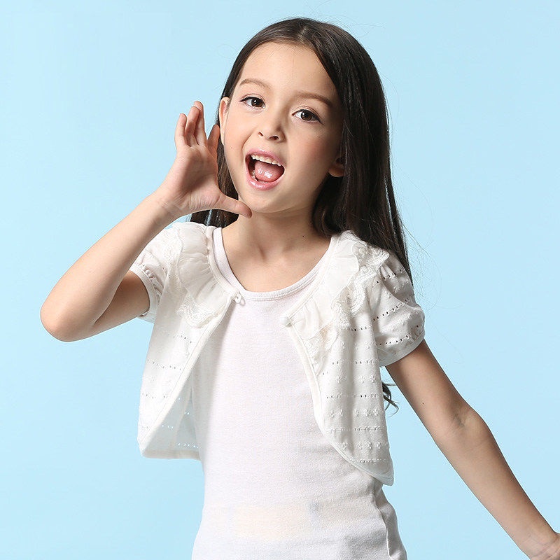 Áo Khoác Cardigan Công Chúa Vải Cotton Phối Ren Dành Cho Bé Gái