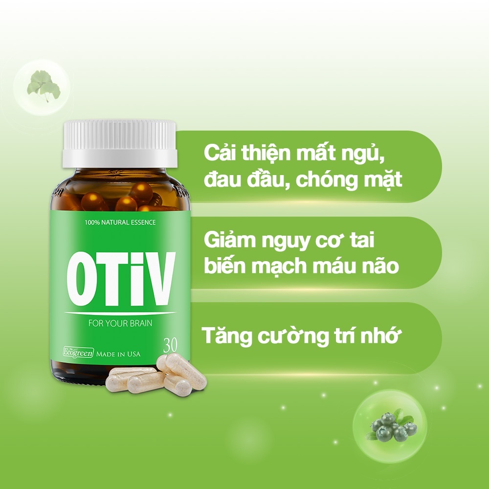 Viên uống Otiv  - Bổ não, giảm đau đầu, đau nửa đầu, cải thiện mất ngủ, tăng trí nhớ