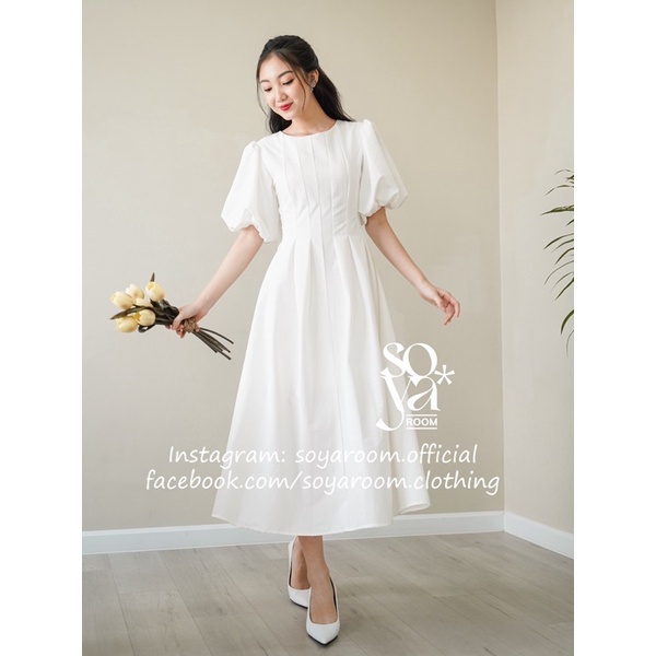 Đầm Xếp Ly Thắt Eo Tay Bồng - Emily Dress