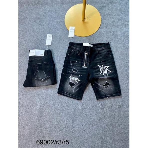 quần jean nam DSQ ngố khoá lệch -Quần jen nam ngắn quản châu in chữ dior cực đẹp ❗ *