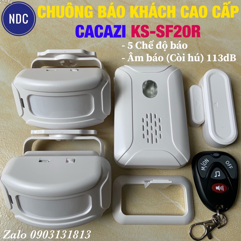 Chuông Báo Khách, Báo Động Hồng Ngoại Không Dây Cao Cấp CACAZI KS-SF20R